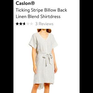 Nordstrom Caslon Ticking Stripe Linen Shirtdress